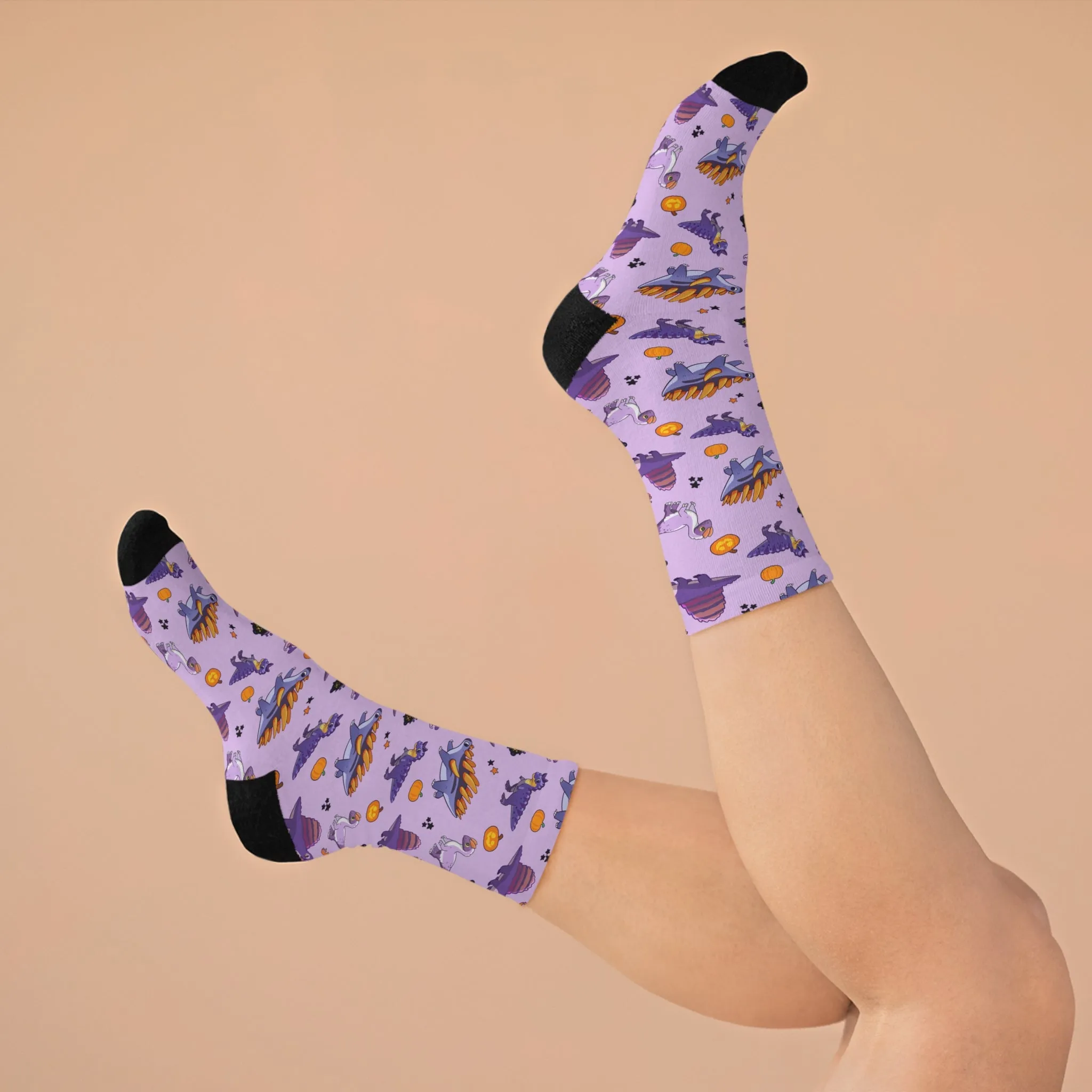 Halloween Dinos - Purple Recycled Poly Socks