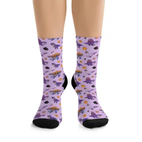 Halloween Dinos - Purple Recycled Poly Socks