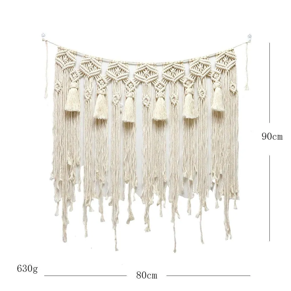 Handcrafted Bohemian Tapestry with Elegant Tassels for Wall Decor