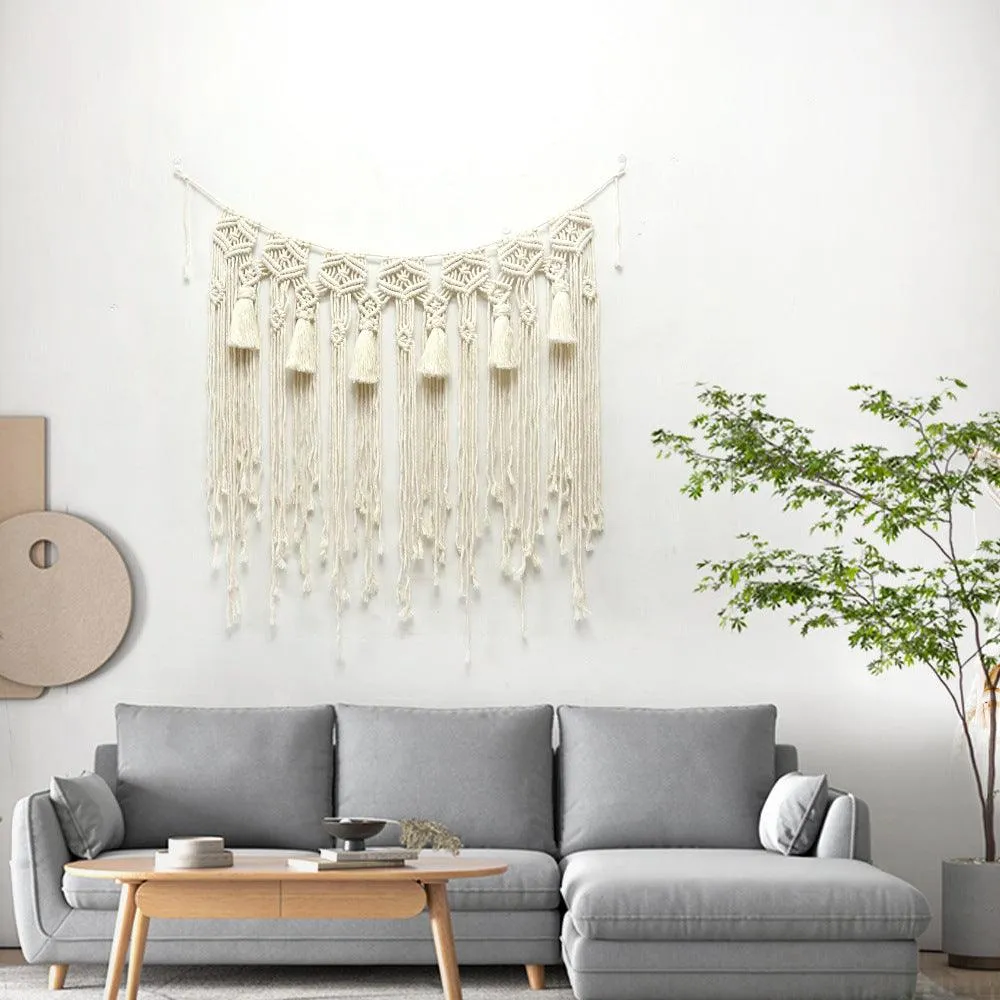 Handcrafted Bohemian Tapestry with Elegant Tassels for Wall Decor