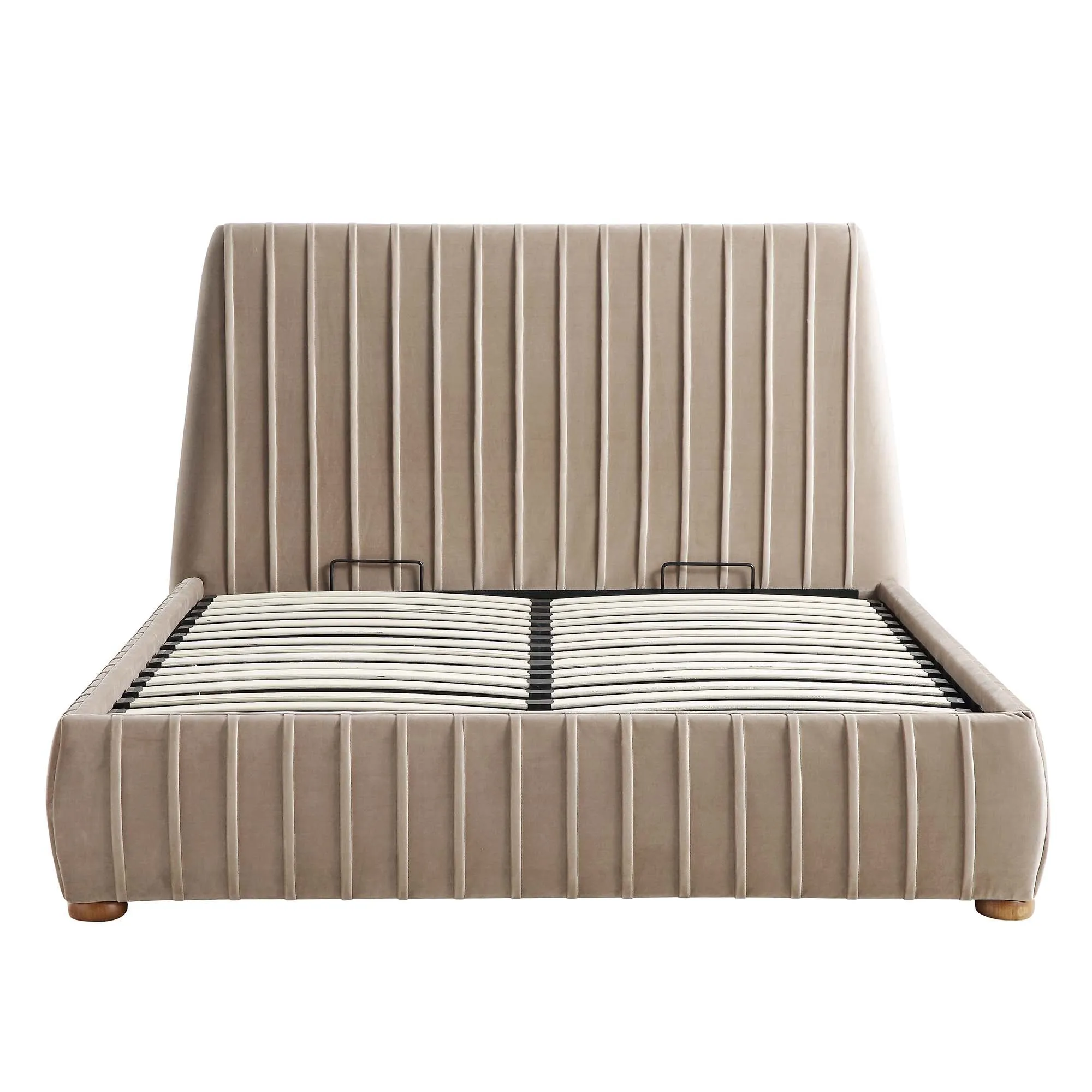 Helia Pleated Ottoman Storage Bed, Taupe Velvet