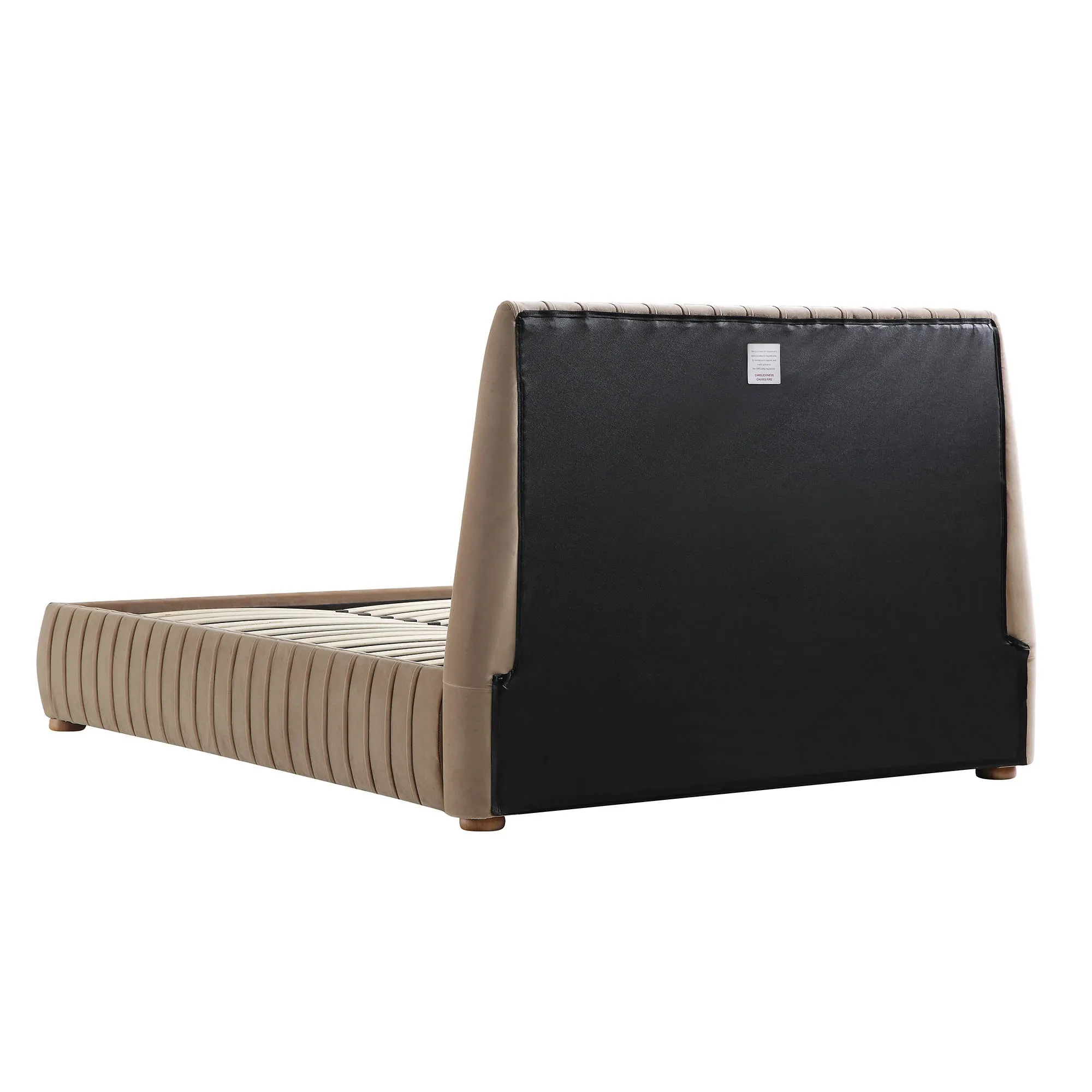 Helia Pleated Ottoman Storage Bed, Taupe Velvet