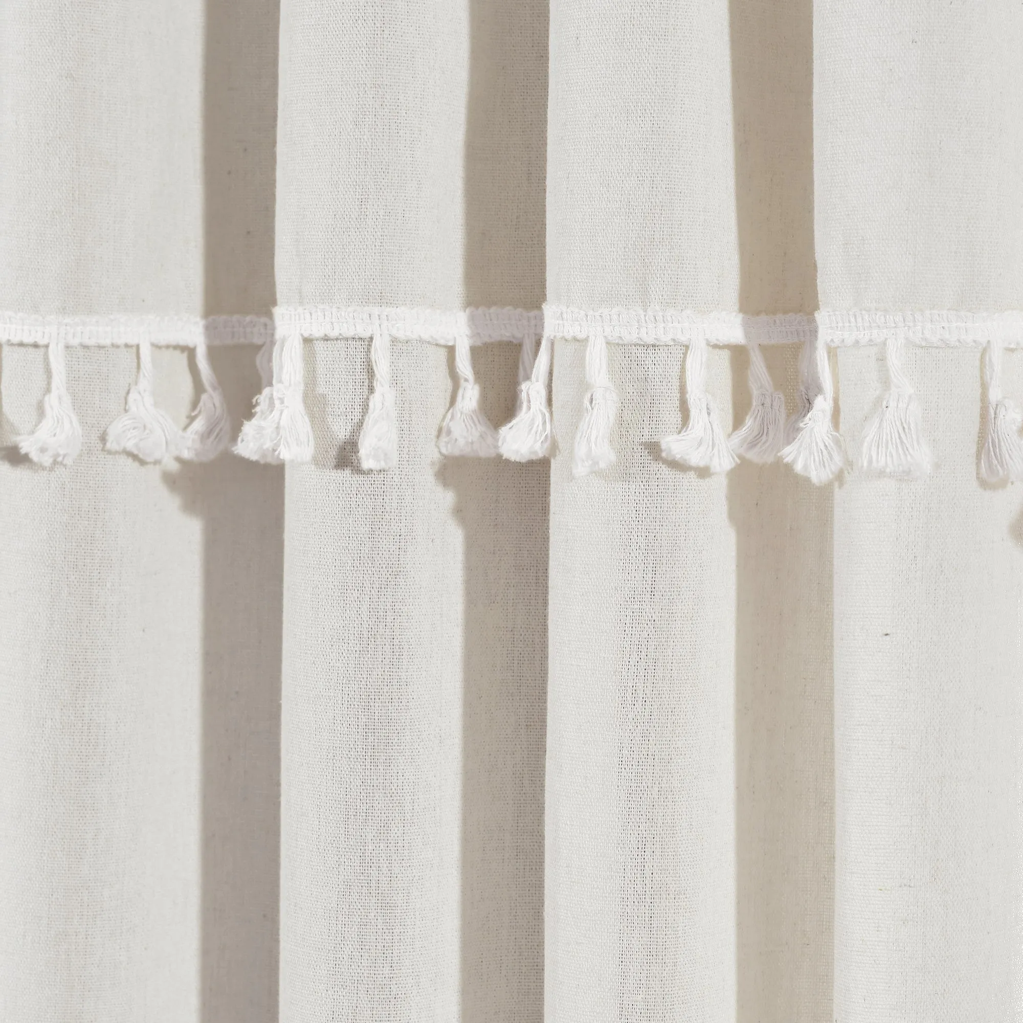 Ivy Tassel Faux Linen Window Curtain Panel Set