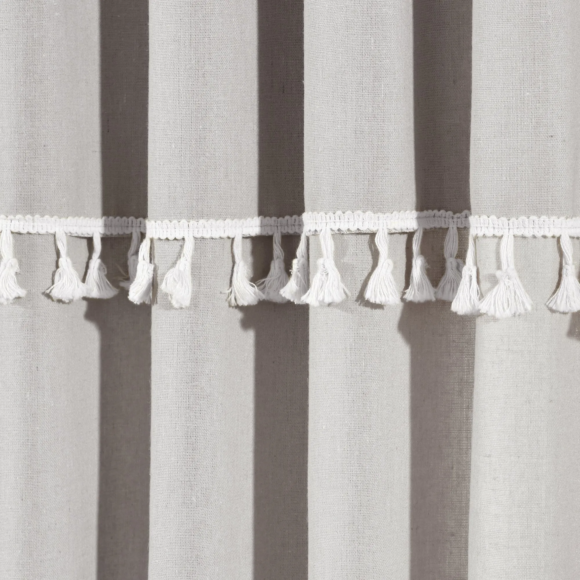 Ivy Tassel Faux Linen Window Curtain Panel Set