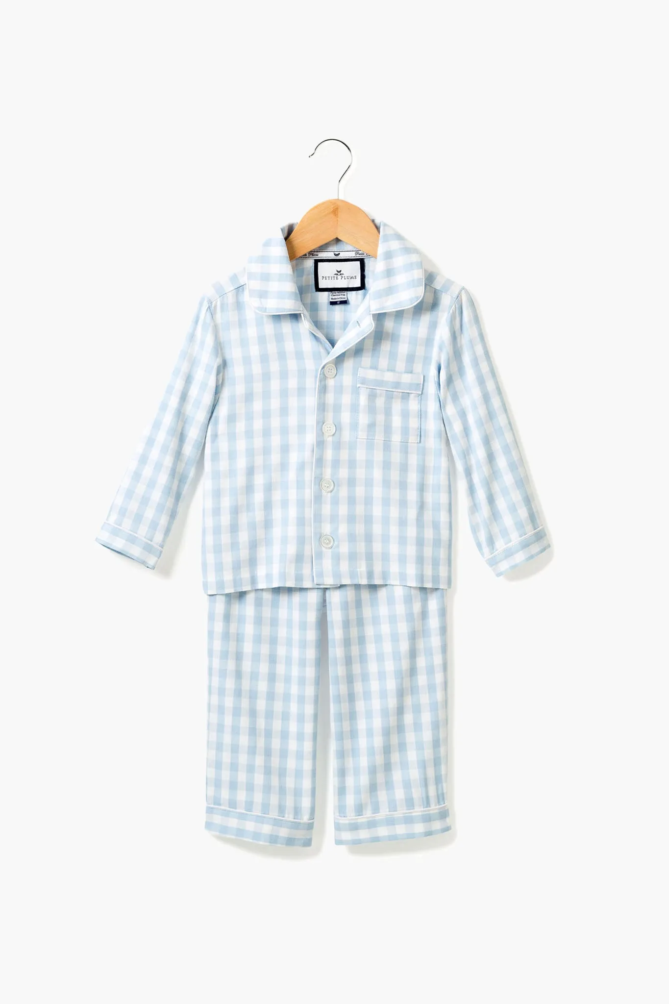 Kids Light Blue Gingham Pajama Set