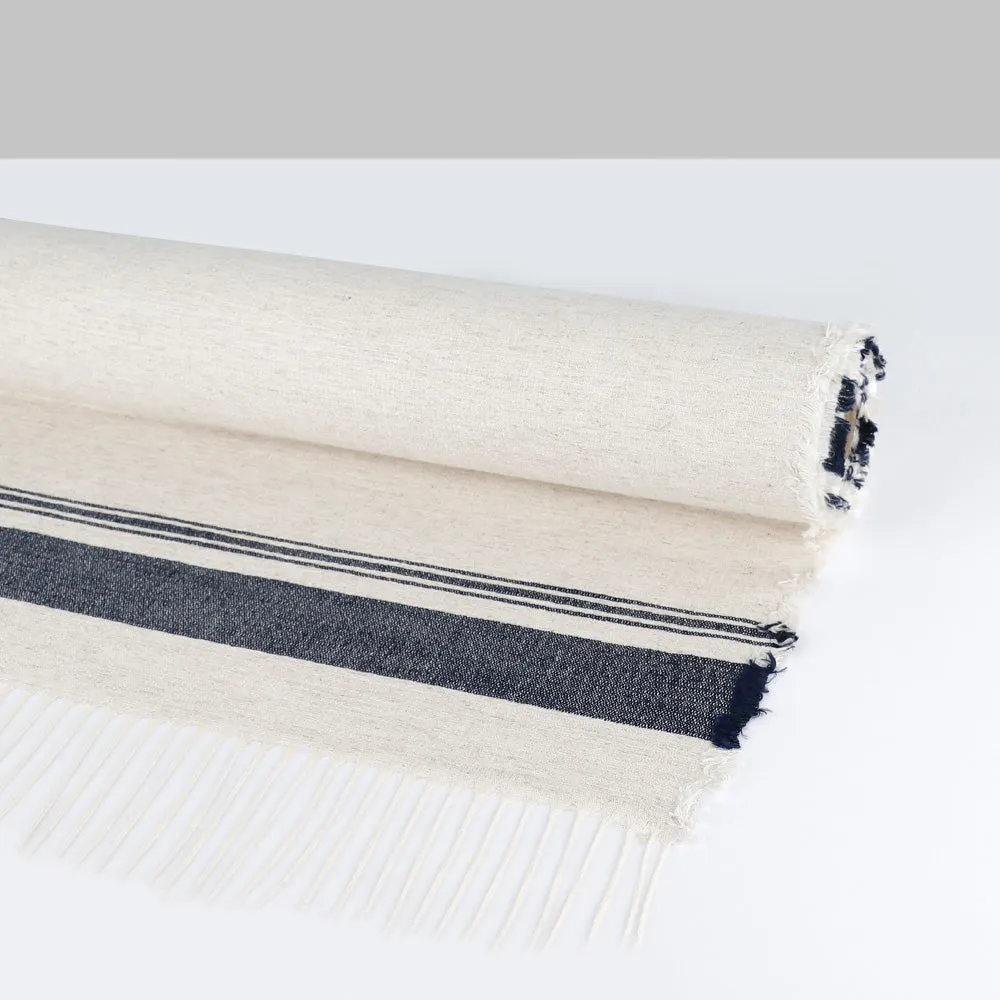 Linen Blend Summer Throw -  Natural / Ink