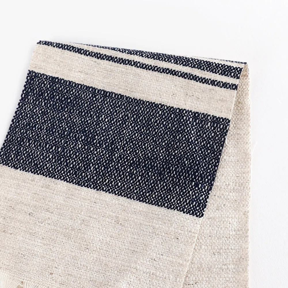 Linen Blend Summer Throw -  Natural / Ink