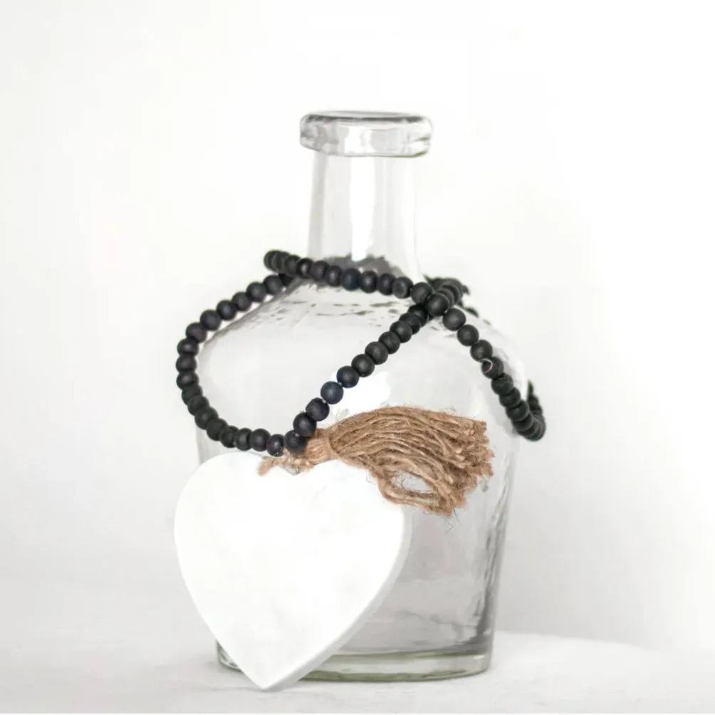 Marble Heart Black Bead Garland