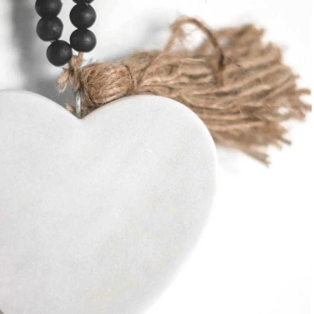 Marble Heart Black Bead Garland