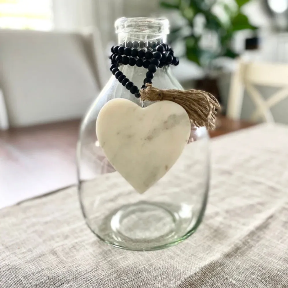 Marble Heart Black Bead Garland