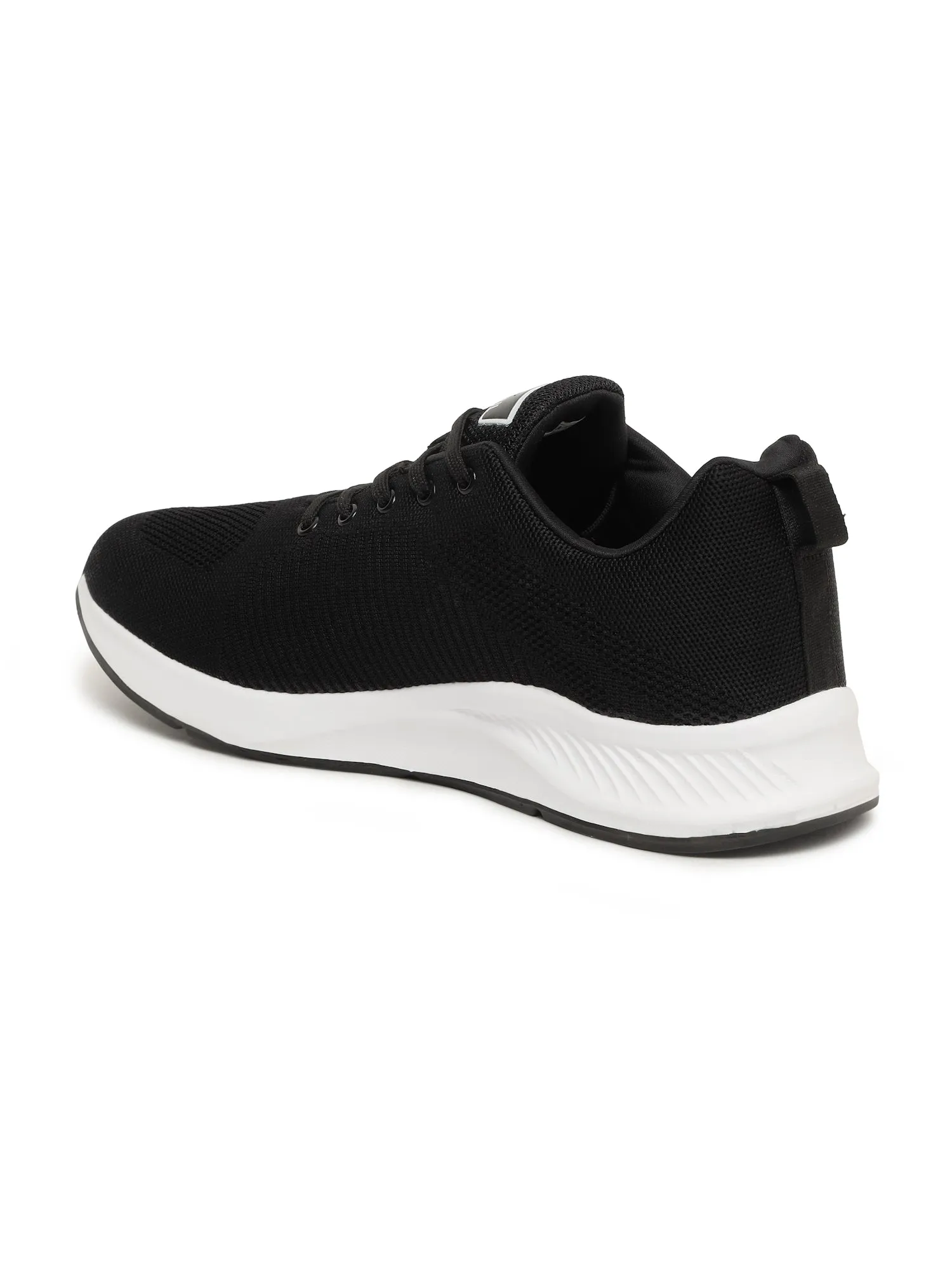 Men's Black Solid Lace-Up Running Shoes