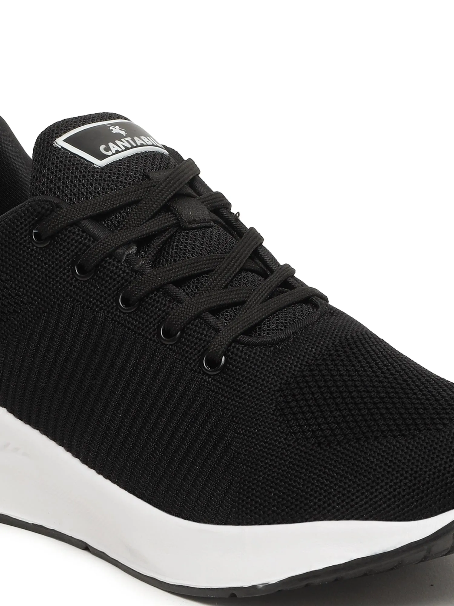 Men's Black Solid Lace-Up Running Shoes