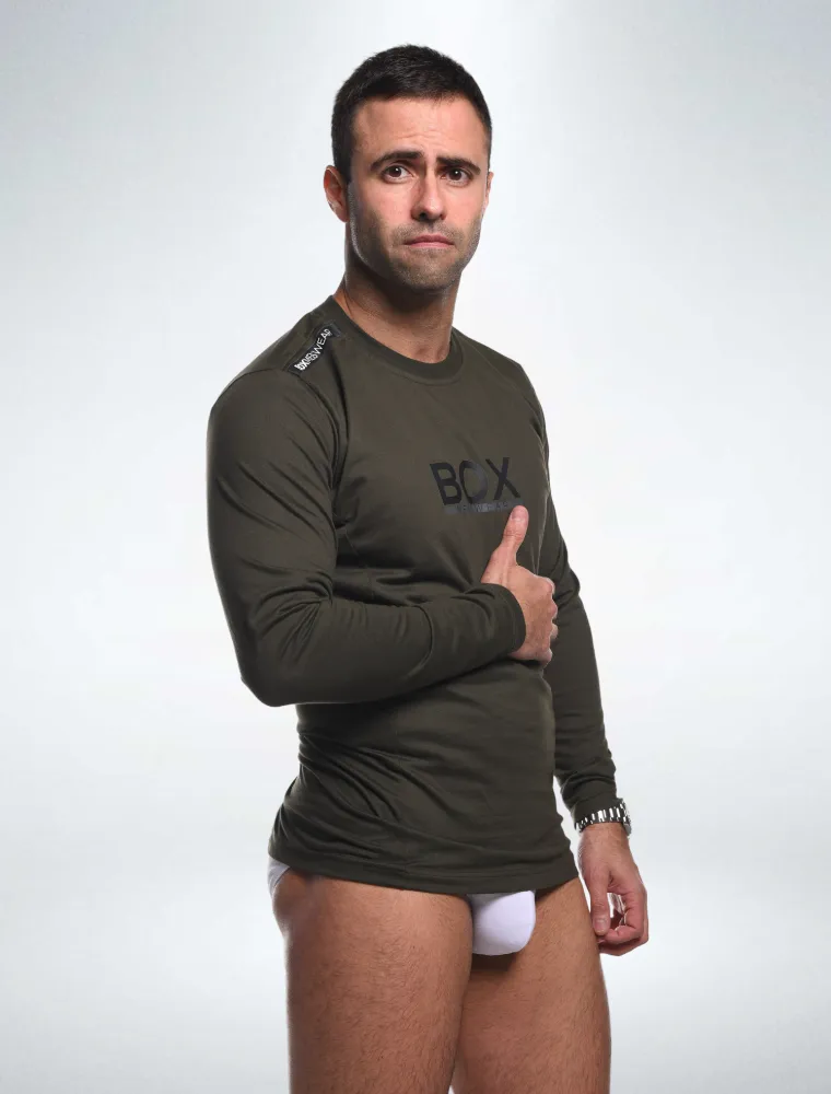 Mens Long Sleeve T-Shirt: Dynamic Fit - Military Green