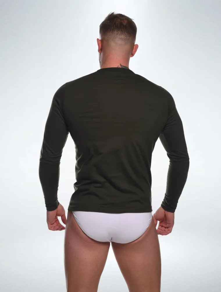 Mens Long Sleeve T-Shirt: Dynamic Fit - Military Green