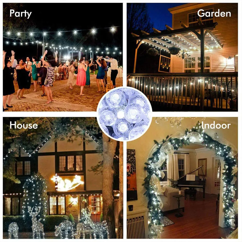 Metaku Globe String Lights Fairy Lights Battery Operated 33ft 80LED String Lights with Remote Waterproof Indoor Outdoor Hanging Lights Decorative Christmas Lights for Home Party Patio Garden Wedding