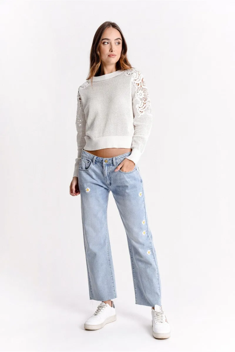 Molly Bracken White Knitted Sweater