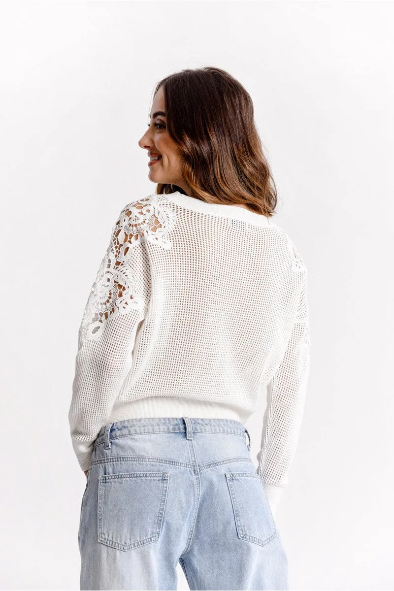 Molly Bracken White Knitted Sweater