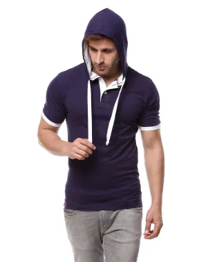 Navy Blue Plus Size Hooded T-Shirt