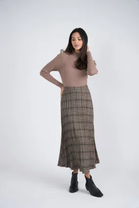 Plaid Accordion Pleated Midi Skirt