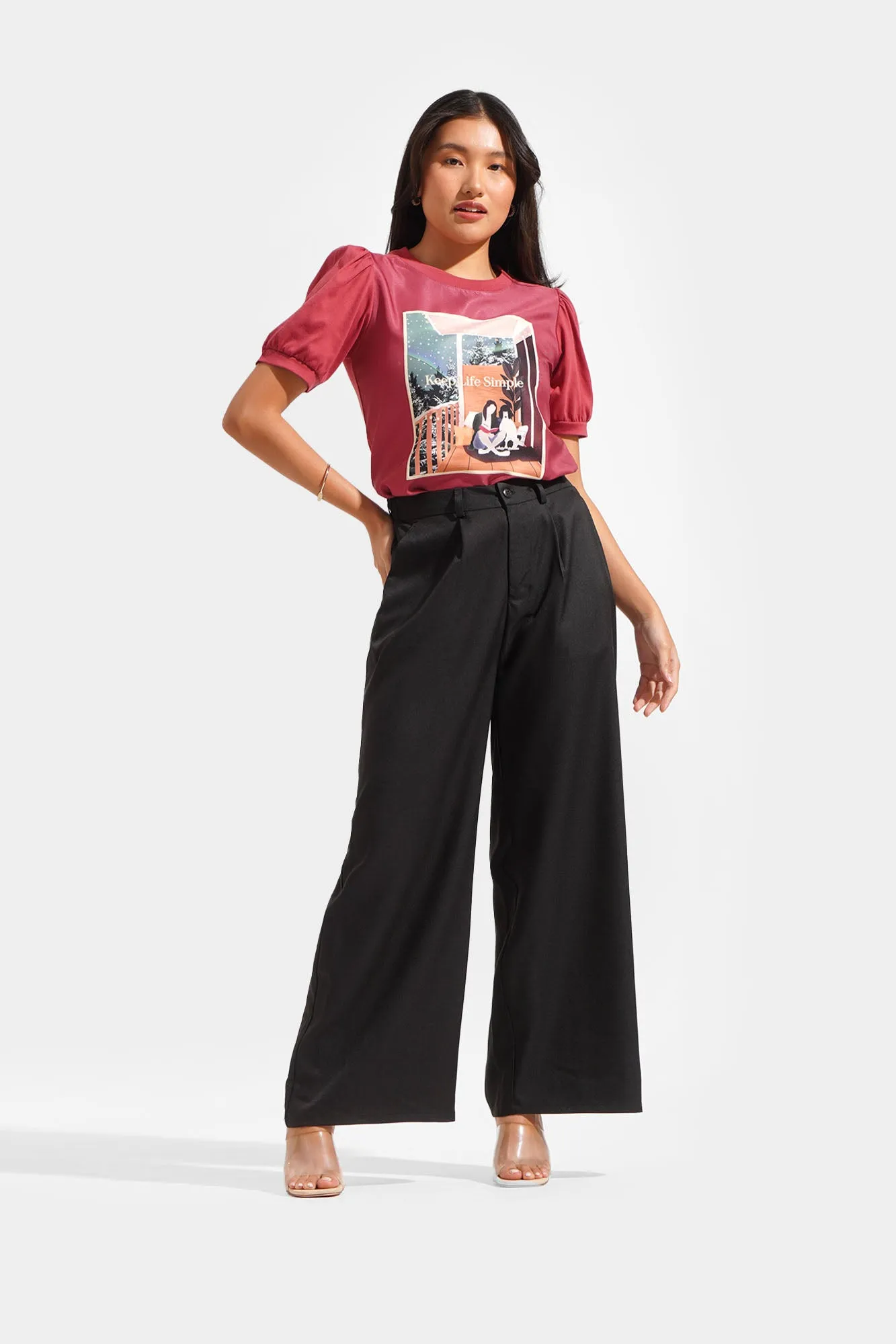 Pleated Wide Leg Trousers