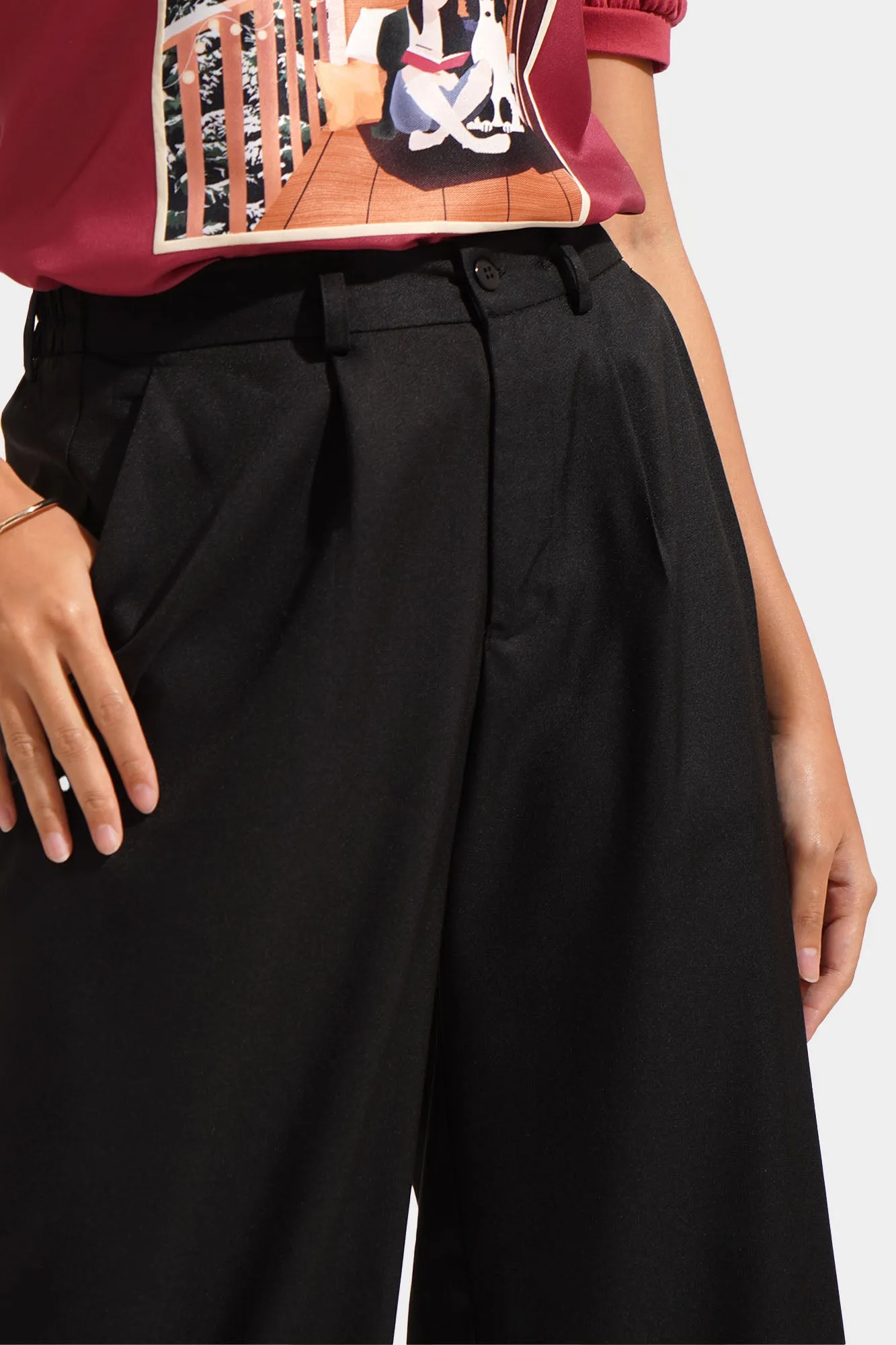 Pleated Wide Leg Trousers