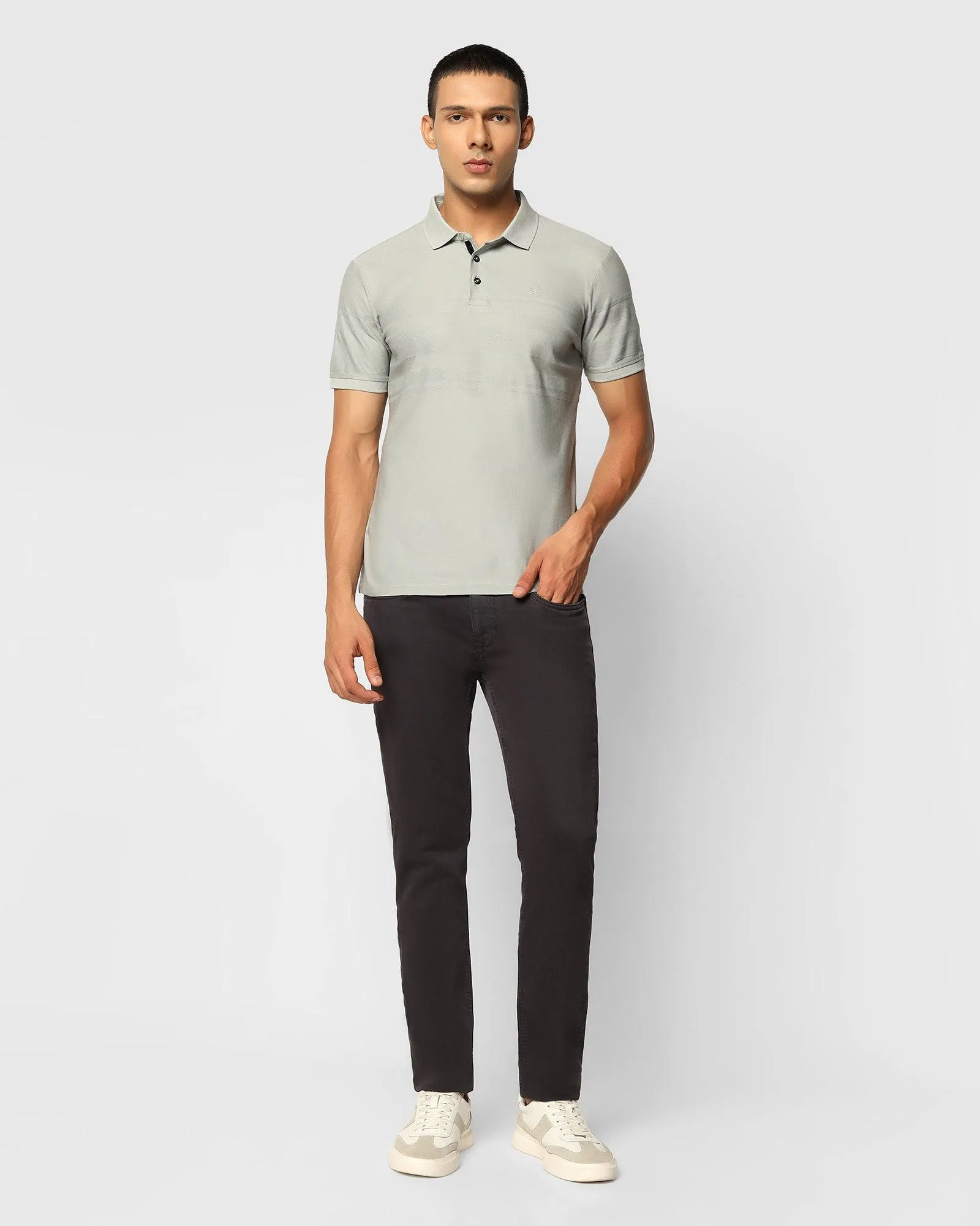 Polo Ash Grey Striped T-Shirt - Mars