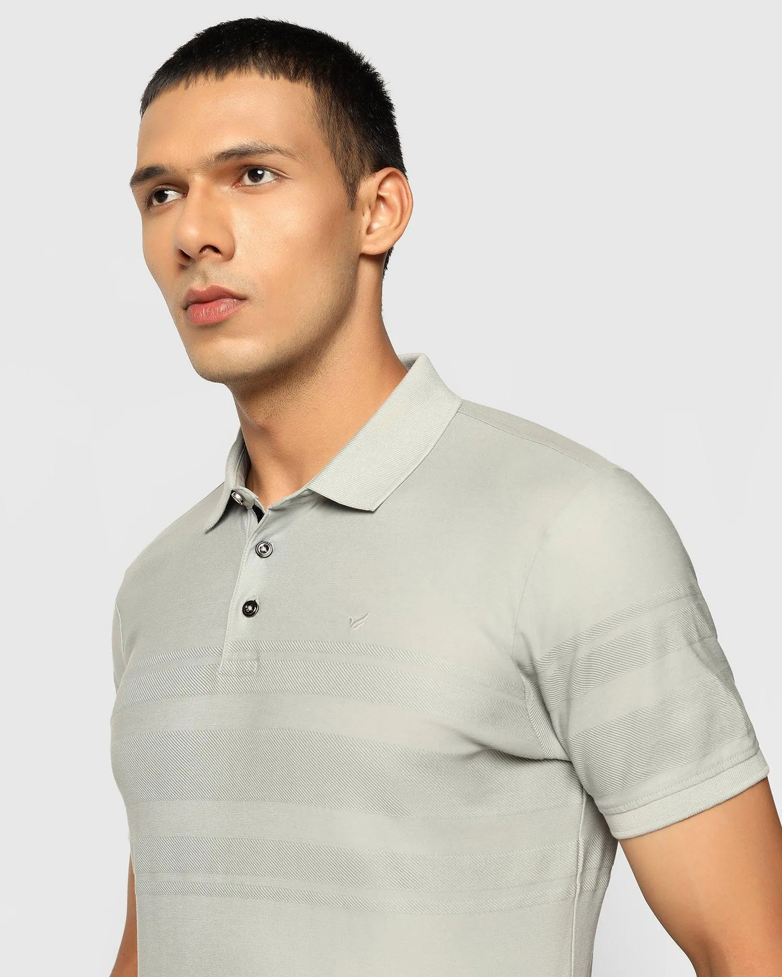 Polo Ash Grey Striped T-Shirt - Mars