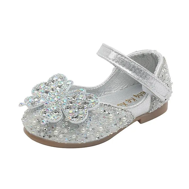 Princess Toddler Girls Children Casual Shoes TCCSSA27 Flat Pearl Rhinestones Shining