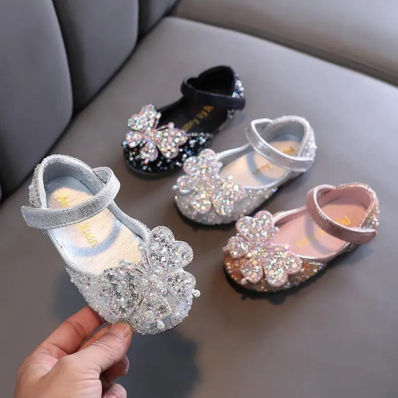 Princess Toddler Girls Children Casual Shoes TCCSSA27 Flat Pearl Rhinestones Shining