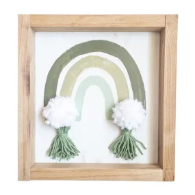 Rainbow with Pom Pom & Tassels Wooden Sign | Olive 10x10