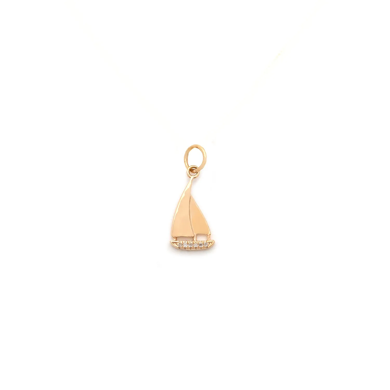 Sailboat Charm | Solid 14K Gold & Diamond