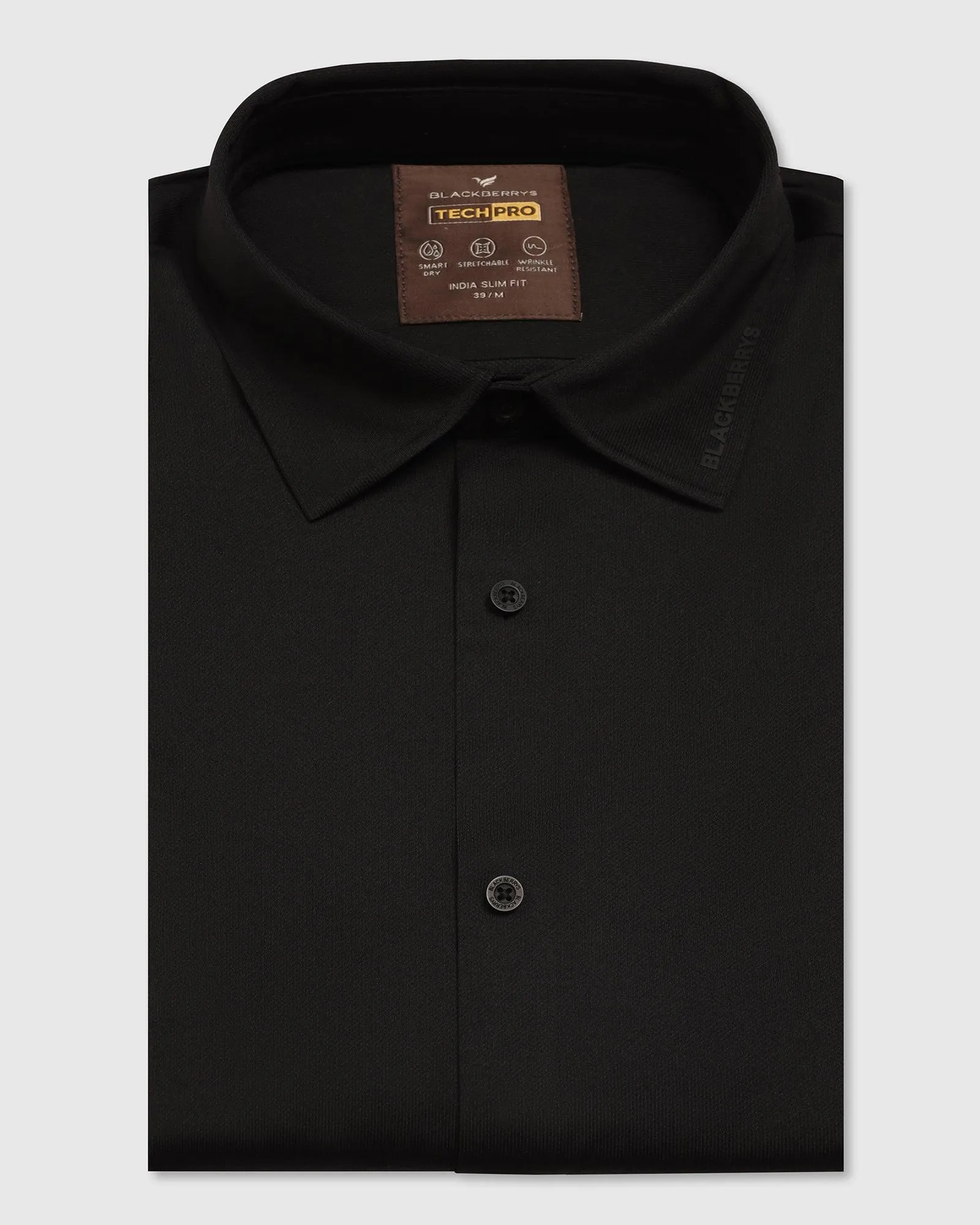 TechPro Formal Half Sleeve Black Solid Shirt - Alfie