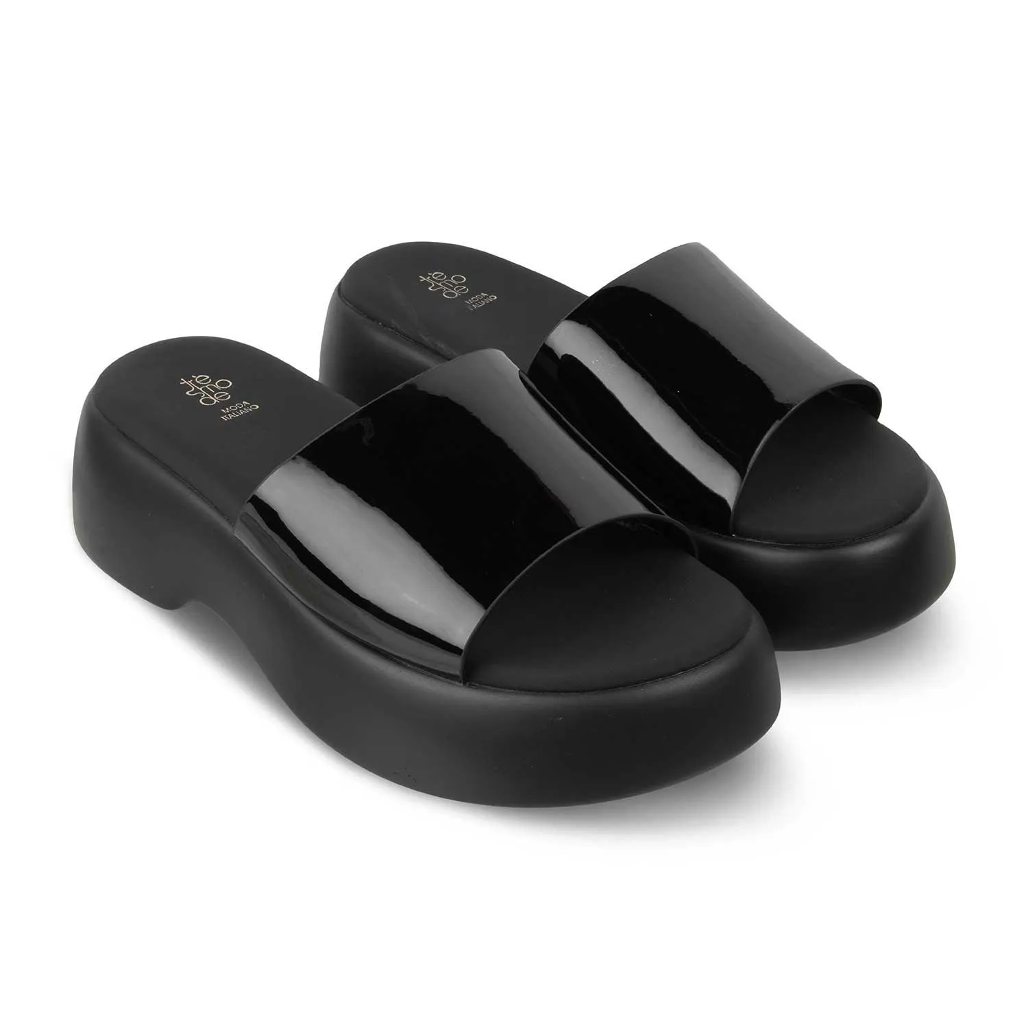 The Lory Black Women's Casual Wedge Sandals Tresmode