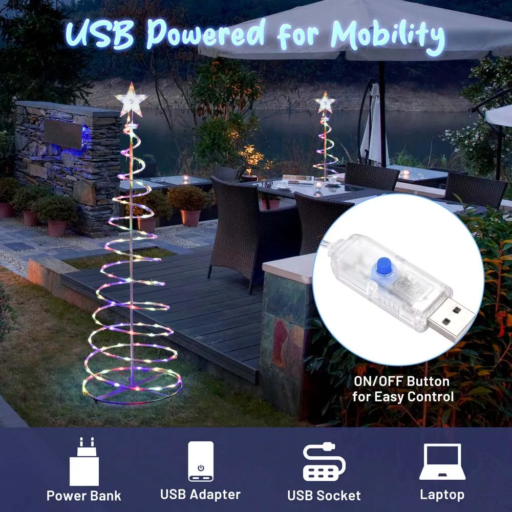 TheLAShop 5ft LED Spiral Christmas Tree USB Powered