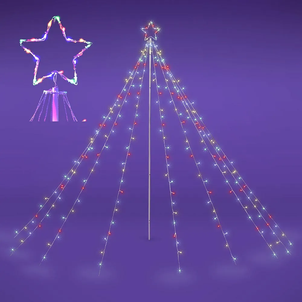 TheLAShop Christmas Tree Light with Pole & Star 9 Strings