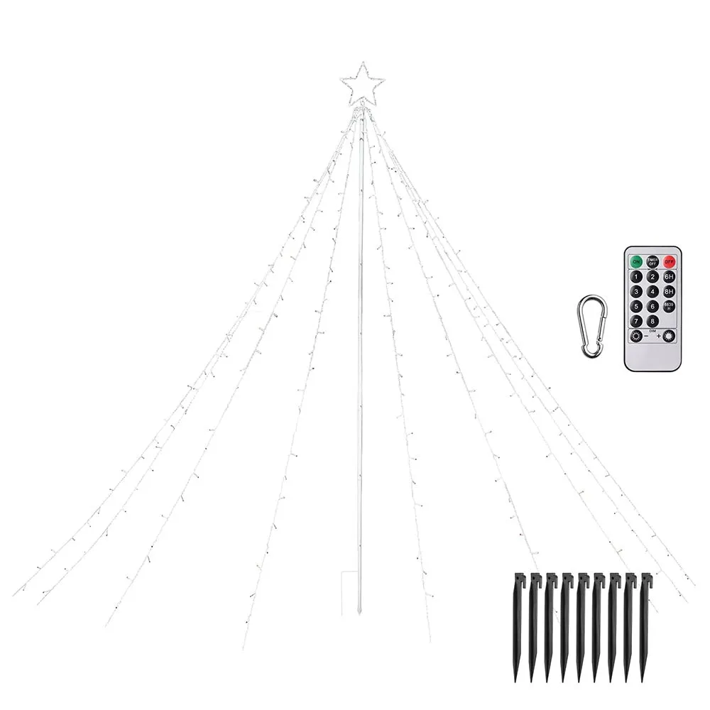 TheLAShop Christmas Tree Light with Pole & Star 9 Strings