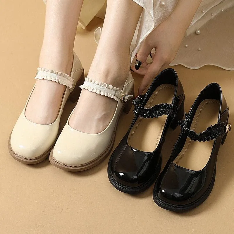 TL229 Women's Casual Shoes: Patent Leather with Thick Soles and High Heels