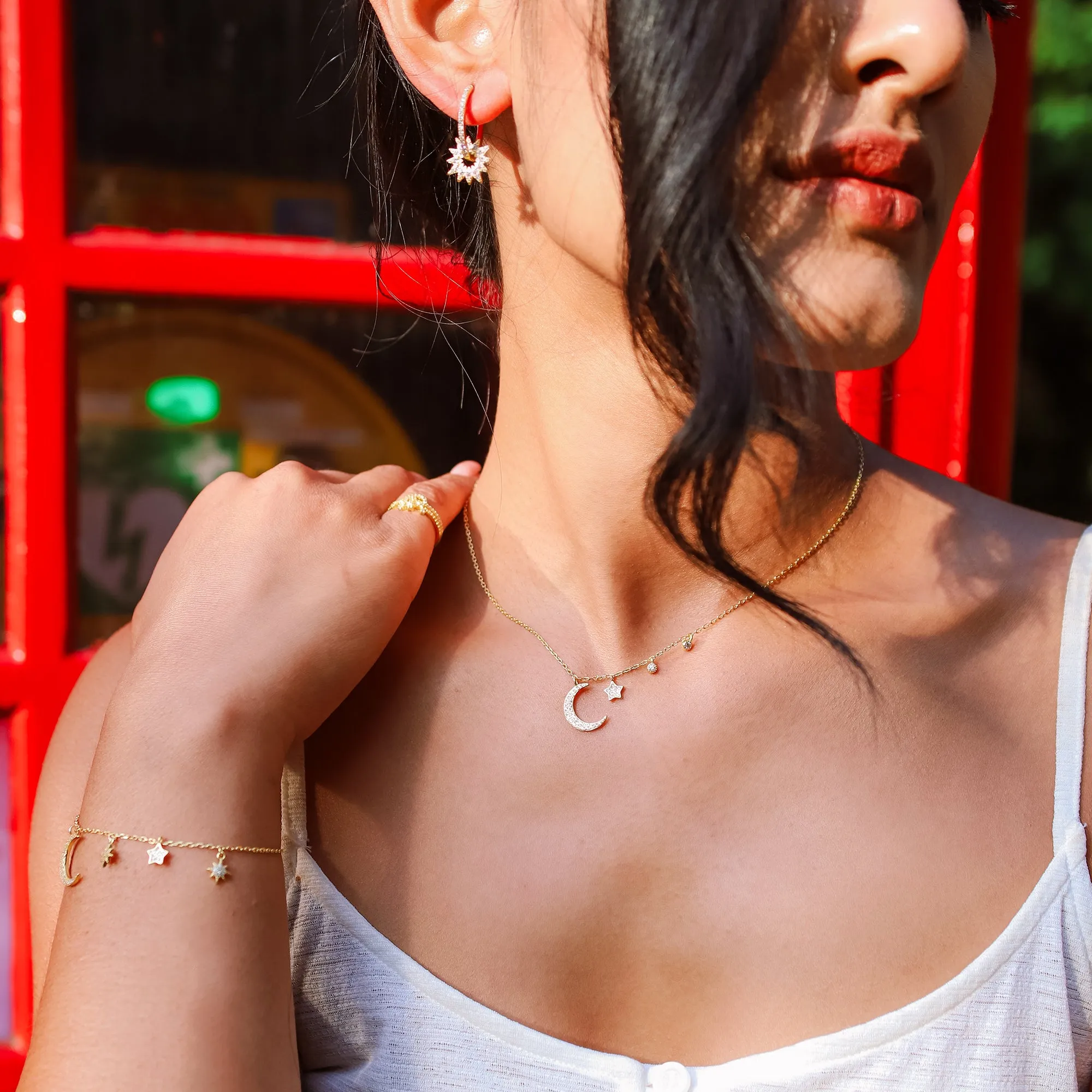 Vega Moon & Star Charm Bracelet | 18k Gold Plated