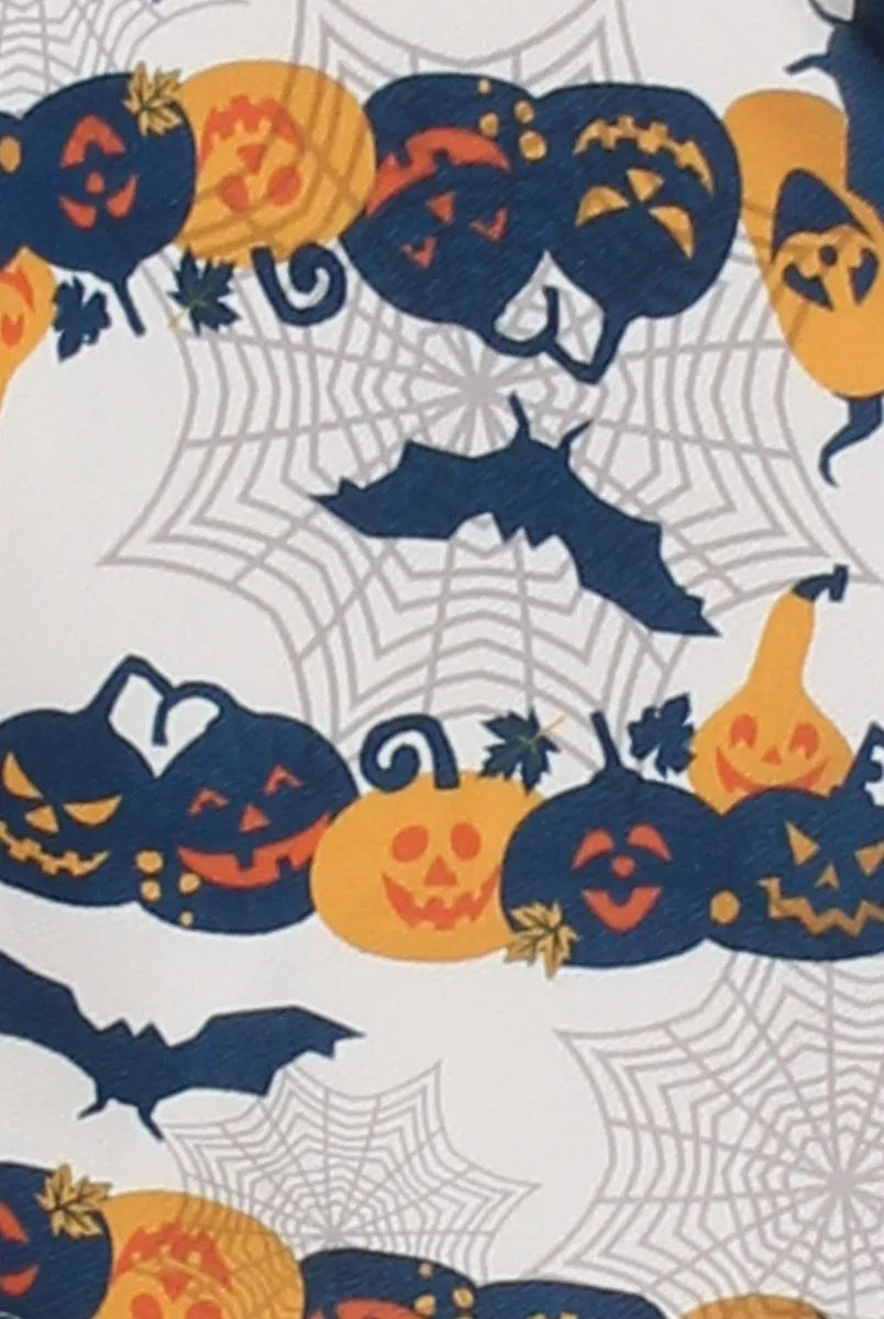 White Halloween Pumpkin & Bats Swing Dress - Sabrina