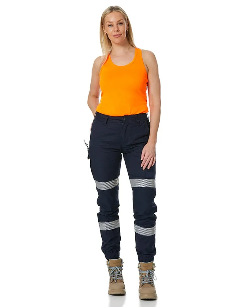 WP-4WT Womens Taped Stretch Cuffed Pants - Navy